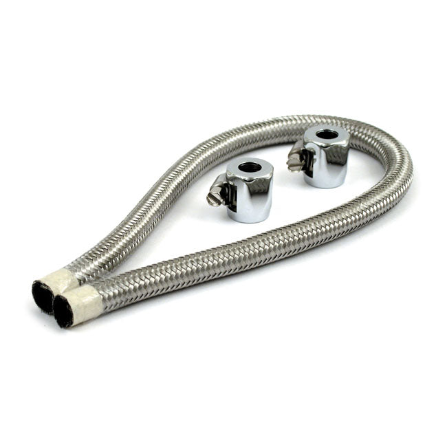 Stainless Steel Braided Fuel Line Kit 1/4 inch I.D. (16” Long Hose