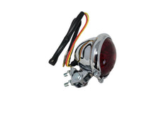 Load image into Gallery viewer, LED Tail & Brake Light Old School Retro Bates Style - Chrome, Red Lens - Highway Hawk H68-238