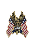 Eagle with USA Flags Emblem in Gold - 9.5cm High