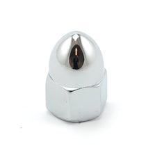 Load image into Gallery viewer, Chrome 6mm Acorn Nuts, Pair (2) fits M6 Bolt 1.0 Thread - High Crown
