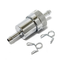 Load image into Gallery viewer, Inline Fuel Filter for 1/4 inch (6mm) Petrol Line Chrome Metal Body Universal
