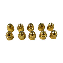 Load image into Gallery viewer, Gold 8mm Acorn Nuts, Pair (2) fits M8 Bolt 1.0 Thread - High Crown

