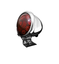 Load image into Gallery viewer, LED Tail & Brake Light Old School Retro Bates Style - Chrome, Red Lens - Highway Hawk H68-238
