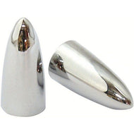 Chrome Pike/Bullet Tyre Valve Dust Cap Covers (Pair) Motorcycle/Trike Aluminium, Screw-on - Highway Hawk H01-122