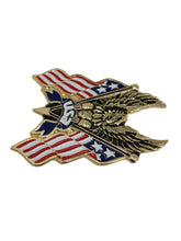 Load image into Gallery viewer, Eagle Emblem with USA Flags in Gold - 8cm High
