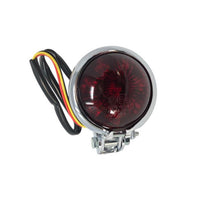 Load image into Gallery viewer, LED Tail & Brake Light Old School Retro Bates Style - Chrome, Red Lens - Highway Hawk H68-238