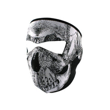 Load image into Gallery viewer, Black &amp; White Glow In The Dark Neoprene Full Face Mask -Grinning Skull
