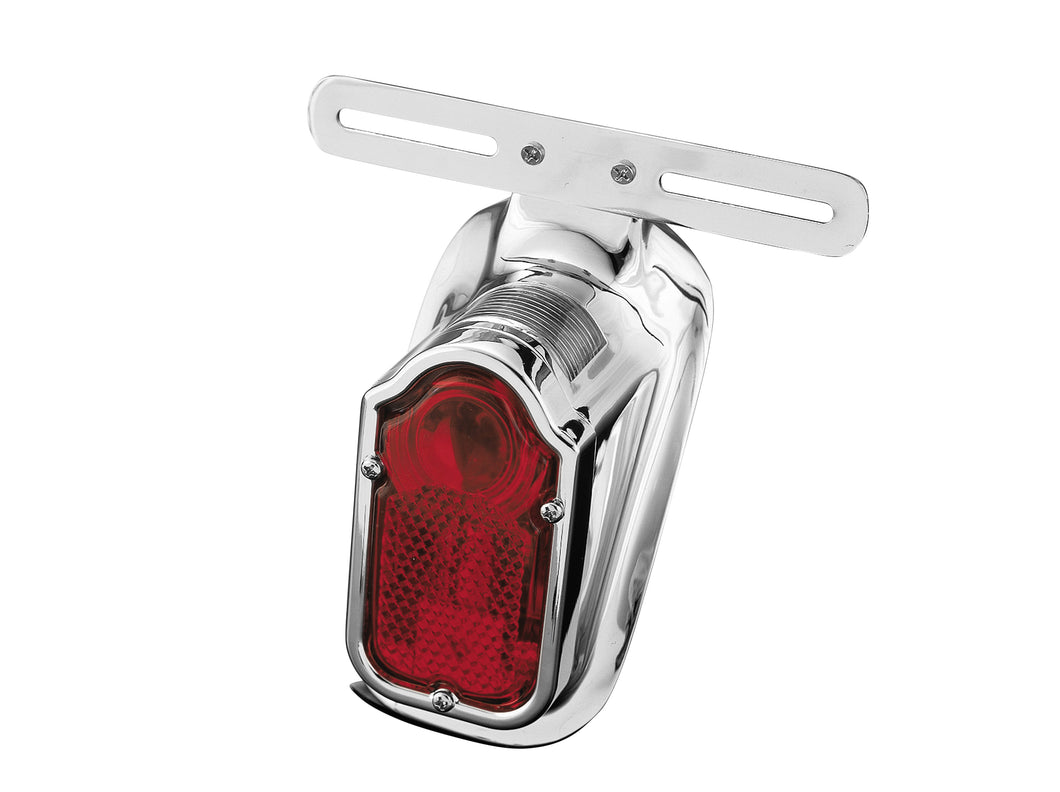 Taillight Tombstone with Licence Plate Holder + E-Mark - Chrome
