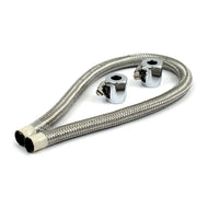 Stainless Steel Braided Fuel Line Kit 1/4 inch I.D. (16” Long Hose + 2 Connectors)
