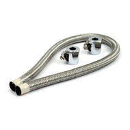 Stainless Steel Braided Fuel Line Kit 1/4 inch I.D. (16” Long Hose + 2 Connectors) - Motorcycle Storehouse 914576
