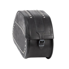 Load image into Gallery viewer, Ledrie HLZAD2-1037N Saddlebag Set Rigid Studded 27 Litres fits Harley,Kawasaki,Suzuki,Yamaha made from Genuine Real Leather
