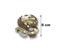 Load image into Gallery viewer, Live To Ride Eagle Emblem Gold Large - 80mm High - Highway Hawk H01-561
