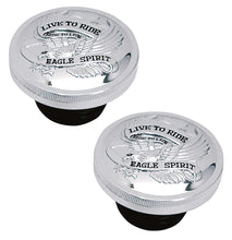 Load image into Gallery viewer, Live To Ride Chrome 3in. Petrol/Gas Cap Set fits Harley-Davidson Tank 1982-1995 - Drag Specialties DS390134 &amp; DS390137
