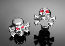 Load image into Gallery viewer, Pair Skull Crossbones Bolts &amp; Nuts/Licence Plate Screws Red Eyes
