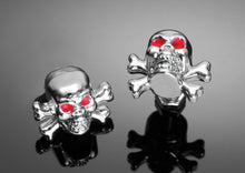 Load image into Gallery viewer, Pair Skull Crossbones Bolts &amp; Nuts/Licence Plate Screws Red Eyes - Highway Hawk H03-109
