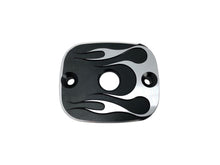 Load image into Gallery viewer, Master Brake Cylinder Cover Black &amp; Billet Alu "Flames" fits Harley-Davidson Touring, Softail, Dyna - Highway Hawk H457-031
