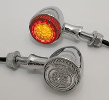 Load image into Gallery viewer, Round Bullet LED Combination Rear Tail Light + Indicators (Pair) - Chrome - Motorcycle Storehouse 913886
