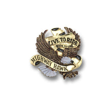 Load image into Gallery viewer, Live To Ride Eagle Emblem Gold Large - 80mm Wide - Highway Hawk H01-561
