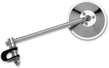 Load image into Gallery viewer, Clamp-On Round 4 inch Mirror Chrome Retro, Chopper, Scooter - 8 inch Long Stem
