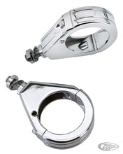 Load image into Gallery viewer, Fork Clamps for Harley-Davidson to Relocate Turn Signals/Indicators - 49mm, Grooved - Drag Specialties 2040-0461
