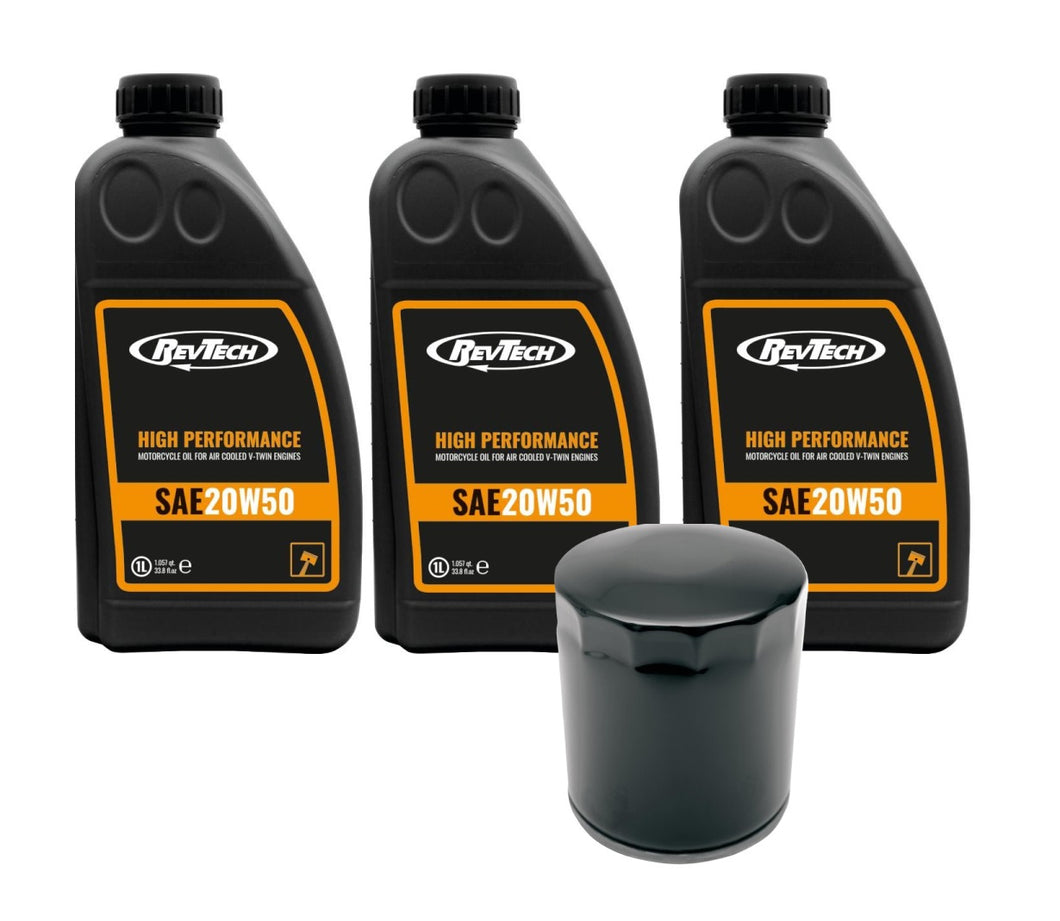 RevTech Oil Change Kit for Harley Sportster/Evolution - Black Filter