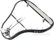 Load image into Gallery viewer, La Rosa Red Fabric Motorcycle Solo Seat "El Loco" Chopper Bobber + Mounting Bracket
