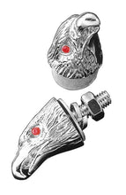 Load image into Gallery viewer, Pair Eaglehead American Eagle 6mm Nuts Chrome, Red Eyes M6
