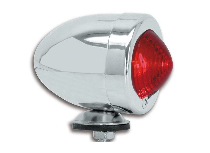 Chrome Red Bullet Marker Side Light Motorcycle/Trike, Short Stem - Custom Chrome 19355