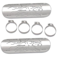 Load image into Gallery viewer, Exhaust Heat Shield "Flaming Skulls" Universal 25cm Long < 57mm Diameter - Chrome - Drag Specialties 1861-0102
