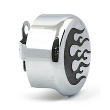 Load image into Gallery viewer, Chrome &amp; Black Flame Replacement Horn Cover for Harley-Davidson - Drag Specialties 2107-0052
