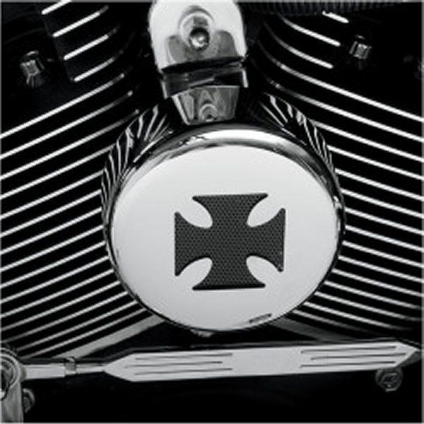 Chrome & Black Maltese Iron Cross Horn Cover for Harley-Davidson