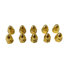 Load image into Gallery viewer, Gold 6mm Acorn Nuts, Pair (2) fits M6 Bolt 1.0 Thread - High Crown

