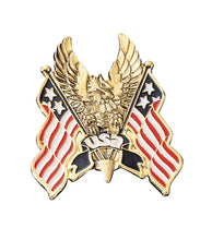 Load image into Gallery viewer, Eagle Emblem with USA Flags in Gold - 9.5cm High - Highway Hawk H01-312
