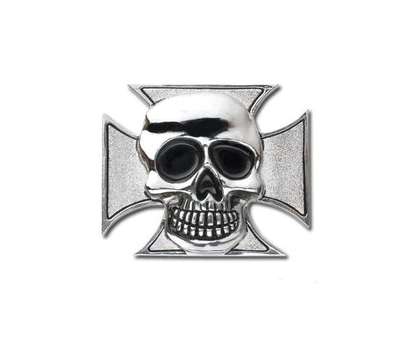 Maltese (Gothic) Cross Skull Emblem Tank/Fender/Bag Decoration - Highway Hawk H01-319