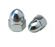 Chrome 5/16 inch -24 UNF Acorn Nuts (pair) for Harley-Davidson Mirrors (OEM 7331) - Drag Specialties DS190856