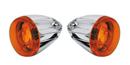 PAIR of Chrome Bullet Indicator Turn Signals fits Harley-Davidson Grooved Casing