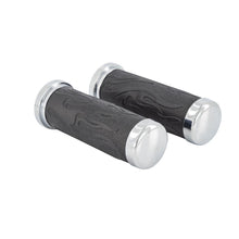 Load image into Gallery viewer, Flame Moulded Rubber 7/8 inch Grips with Chrome End Caps (Pair) - Highway Hawk H45-0136
