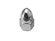 Load image into Gallery viewer, Chrome 5/16 inch Acorn Nuts -18 UNC Thread, pair (2) fits 5/16 in. Bolt - High Crown - Drag Specialties DS190855
