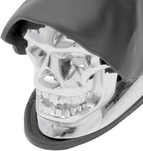 Load image into Gallery viewer, Black Shrouded Skull Chrome Statue Fender Mud Guard Ornament Mascot - Drag Specialties 1405-0158
