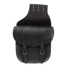 Load image into Gallery viewer, Ledrie HLZAD2-1014 Universal Saddlebag Set with Buckles Throw Over Black 9.5 Litres - Genuine Real Leather
