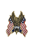 Eagle with USA Flags Emblem in Gold - 9.5cm High - Highway Hawk H01-312