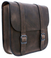 Ledrie HLZAD2-2013-2 Swingarm Bag Straight Brown 7.5 Litres fits Harley-Davidson Softail & Touring 2018 up - Genuine Real Leather