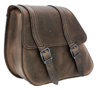 Ledrie LZAD2-1088-2 Single Sided Leather Bag Brown fits Harley-Davidson Dyna - Genuine Real Leather