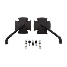 Load image into Gallery viewer, HIGHSIDER 301-110 Mirrors IRON CROSS Maltese Cross (Pair) for Metric Cruiser/fits Harley-Davidson - Black
