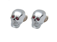 Pair Chrome 6mm Skull Nuts fits Harley/Custom/Trike Coloured Eyes M6 - Highway Hawk H03-103