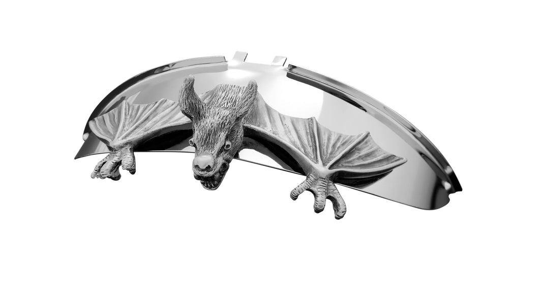 Evil Flying Bat Chrome Statue Fender/Visor Ornament - 10cm - Highway Hawk H66-074