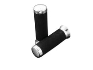 Foam Grips with Chrome End Caps for 7/8 inch (22mm) Handlebars (Pair) - Highway Hawk H45-014