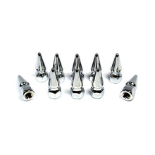 Load image into Gallery viewer, Colony Chrome Long Pike Nuts (Pair) fit M14 (14mm) Metric Bolt 1.5 Thread
