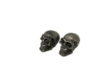 Load image into Gallery viewer, Tyre Valve Stem Dust Caps "Skull Old Aluminium Look" (pair) Aluminium, Screw-on - Highway Hawk H01-125M
