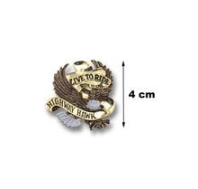 Load image into Gallery viewer, Live To Ride Eagle Emblem Gold Small - 40mm High - Highway Hawk H01-560
